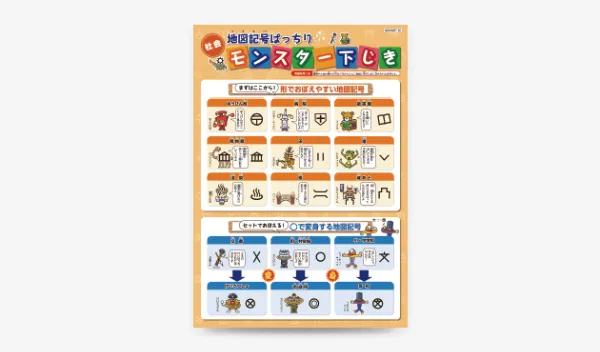 チャレンジ・チャレンジタッチ3年生の限定教材「地図記号ばっちりモンスター下じき」の画像