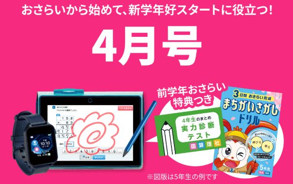 チャレンジタッチ2年生の4月号の教材紹介の画像。