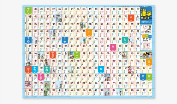 チャレンジ4年生の4月号の「4年生漢字ポスター」の紹介。