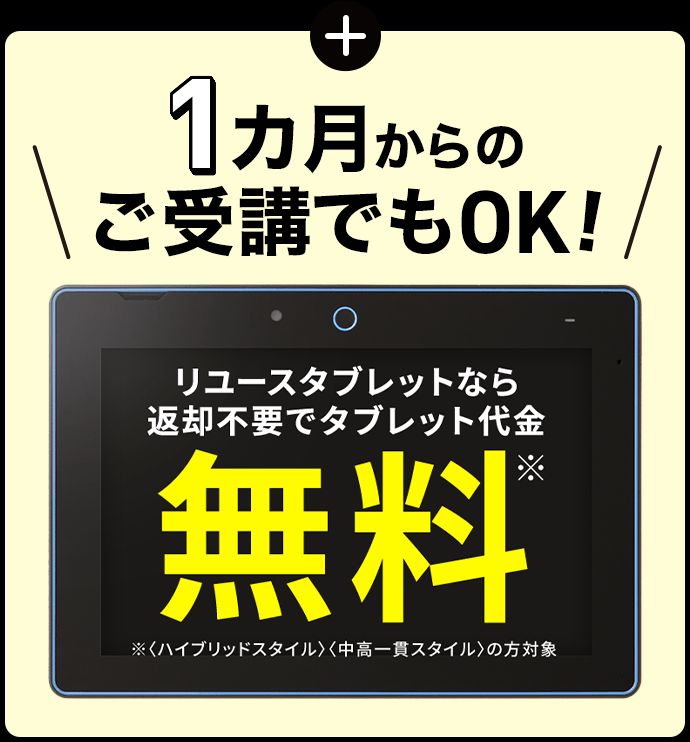 研ゼミ中学講座・中学1年生・2年生のタブレット無料キャンペーンの紹介。