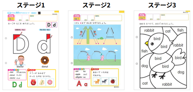 年長さんの英語の教材紹介の画像。