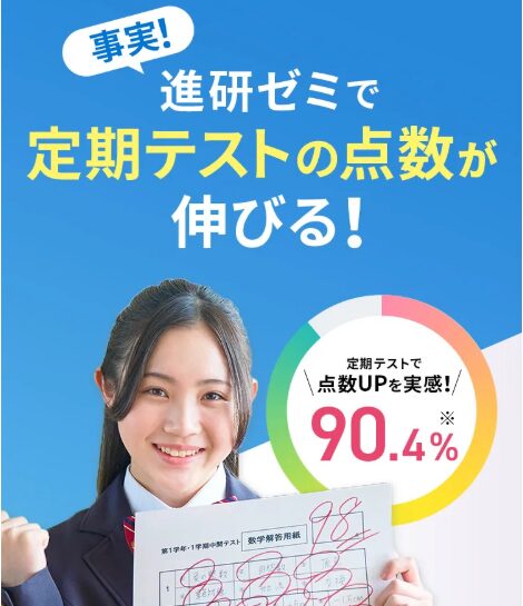 進研ゼミ中学講座の定期テスト対策なら、成績が上がる。