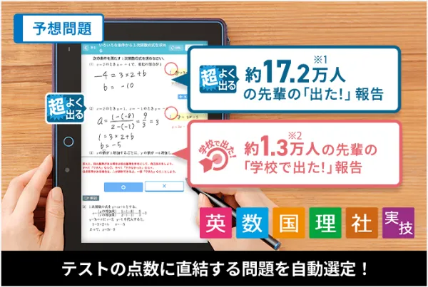 進研ゼミ中学講座は、定期テストに出題しやすい問題を出してくれる。