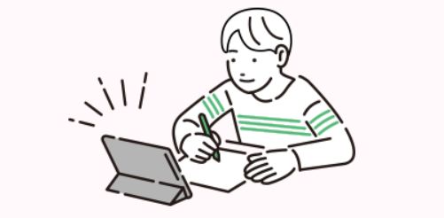学研教室のハイブリッド学習の、タブレットとネット環境の紹介。