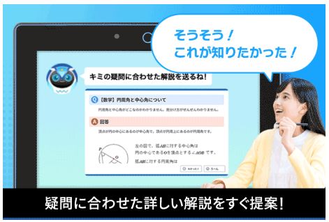 進研ゼミ中学講座の「AI学習コーチ」は、回答が分かりやすい。