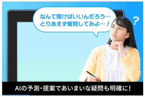進研ゼミ中学講座の「AI学習コーチ」は、理解できるまで質問できる。