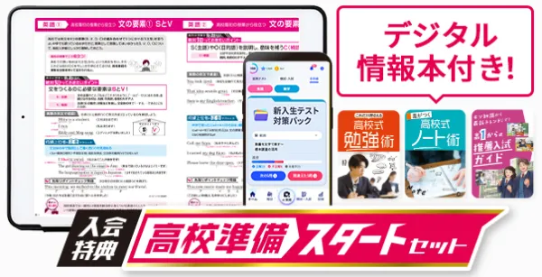 進研ゼミ高校講座の高校1年生向けの「先行入会特典」の紹介画像。